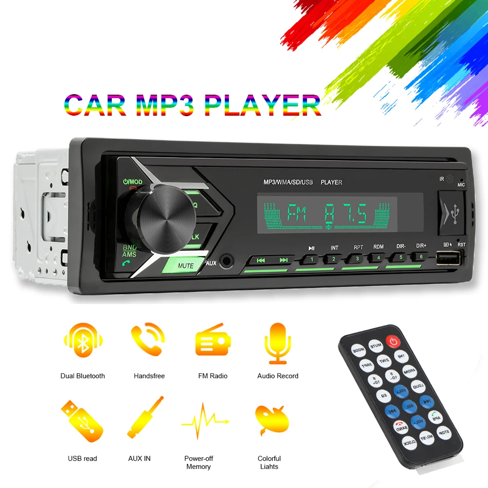 7 Colors Backlight Car MP3 Player Audio Radio Autoradio DVD FM Bluetooth Stereo In-dash Caravan Truck 4x4 Automotive Accessories
7 Colors Backlight Car MP3 Player Audio Radio Autoradio DVD FM Bluetooth Stereo In-dash Caravan Truck 4x4 Automotive Accessories