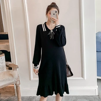 Autumn and winter new knitted sweater lapel dress for pregnant women net red mid-length pregnant women outing top
Autumn and winter new knitted sweater lapel dress for pregnant women net red mid-length pregnant women outing top