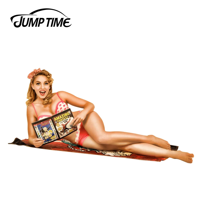 JumpTime 13cm x 6.8cm Vintage Pin-Up Girl Stickers Refit Accessories Waterproof Windwos Bumper Decal Vinyl Styling Car Sticker | Автомобили