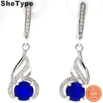 36x11mm Pretty 5.71g Created Sky Blue Topaz Real Blue Sapphire CZ 925 Solid Sterling Silver Stud Earrings 
36x11mm Pretty 5.71g Created Sky Blue Topaz Real Blue Sapphire CZ 925 Solid Sterling Silver Stud Earrings