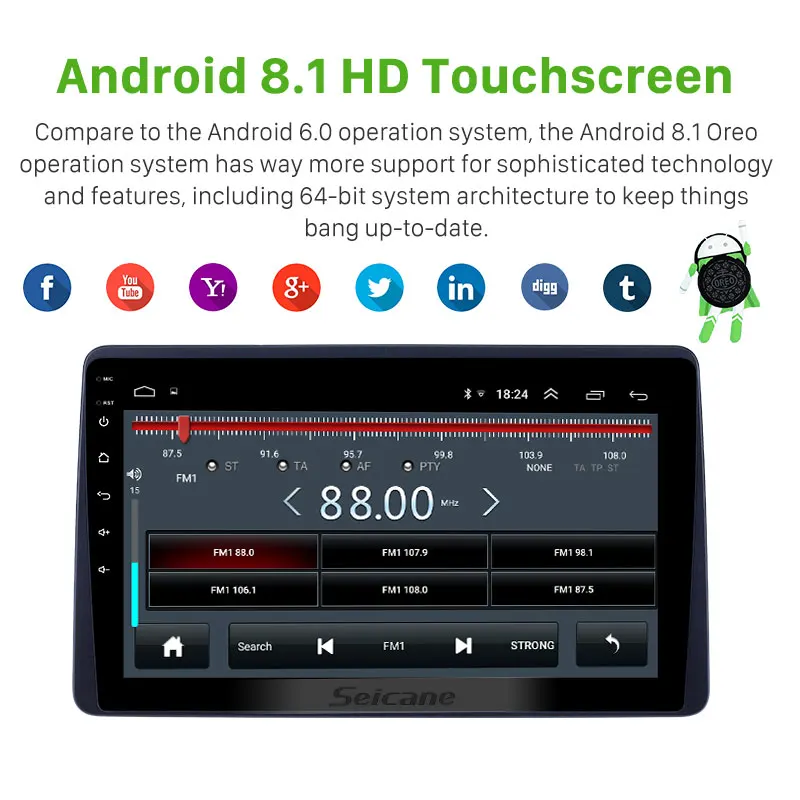 Seicane Car Navi GPS Radio 10.1'' Stereo Bluetooth HD Android 8.1 for Renault Duster 2018 support Carplay Steering Wheel Control
Seicane Car Navi GPS Radio 10.1'' Stereo Bluetooth HD Android 8.1 for Renault Duster 2018 support Carplay Steering Wheel Control