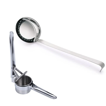 2 Set Kitchen Accessories: 1 Set Manual Potato Masher Squeezer & 1 Set Hot Pot Spoon Large Colander Long Handle
2 Set Kitchen Accessories: 1 Set Manual Potato Masher Squeezer & 1 Set Hot Pot Spoon Large Colander Long Handle