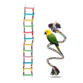 Colorful Ladder Bird Toy 12-Step Flexible Ladders Wooden Rainbow Bridge Swings Rope Bird Ladder Parrot Toys Cage
Colorful Ladder Bird Toy 12-Step Flexible Ladders Wooden Rainbow Bridge Swings Rope Bird Ladder Parrot Toys Cage