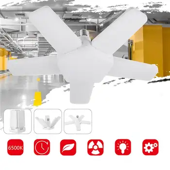 100W Garage Lamp Deform Light Foldable Fan Blade LED Pendant Light E27 Bulb 360 Degrees Angle Adjustable Ceiling Lamp AC110-265V