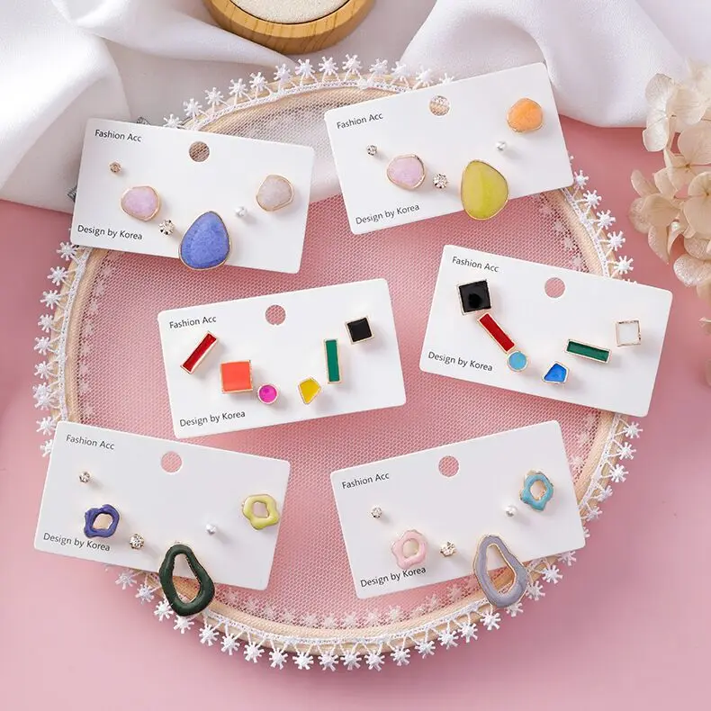 Korea New Trendy Irregular Geometric Square Oval Stud Earrings Sets For Women Colorful Enamel Pendientes
Korea New Trendy Irregular Geometric Square Oval Stud Earrings Sets For Women Colorful Enamel Pendientes