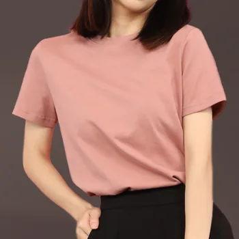 2020 New Style WOMEN'S Dress Summer Pure Cotton Short-sleeved T-shirt Female Pink Loose Crew Neck Half Sleeve Tops Fashion a Gen
2020 New Style WOMEN'S Dress Summer Pure Cotton Short-sleeved T-shirt Female Pink Loose Crew Neck Half Sleeve Tops Fashion a Gen