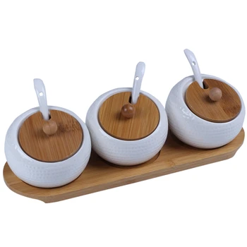 Porcelain Condiment Container Spice Jar with Lids - Bamboo Cap Holder Spot, Ceramic Serving Spoon, Wooden Tray,Best Pottery Crue
Porcelain Condiment Container Spice Jar with Lids - Bamboo Cap Holder Spot, Ceramic Serving Spoon, Wooden Tray,Best Pottery Crue