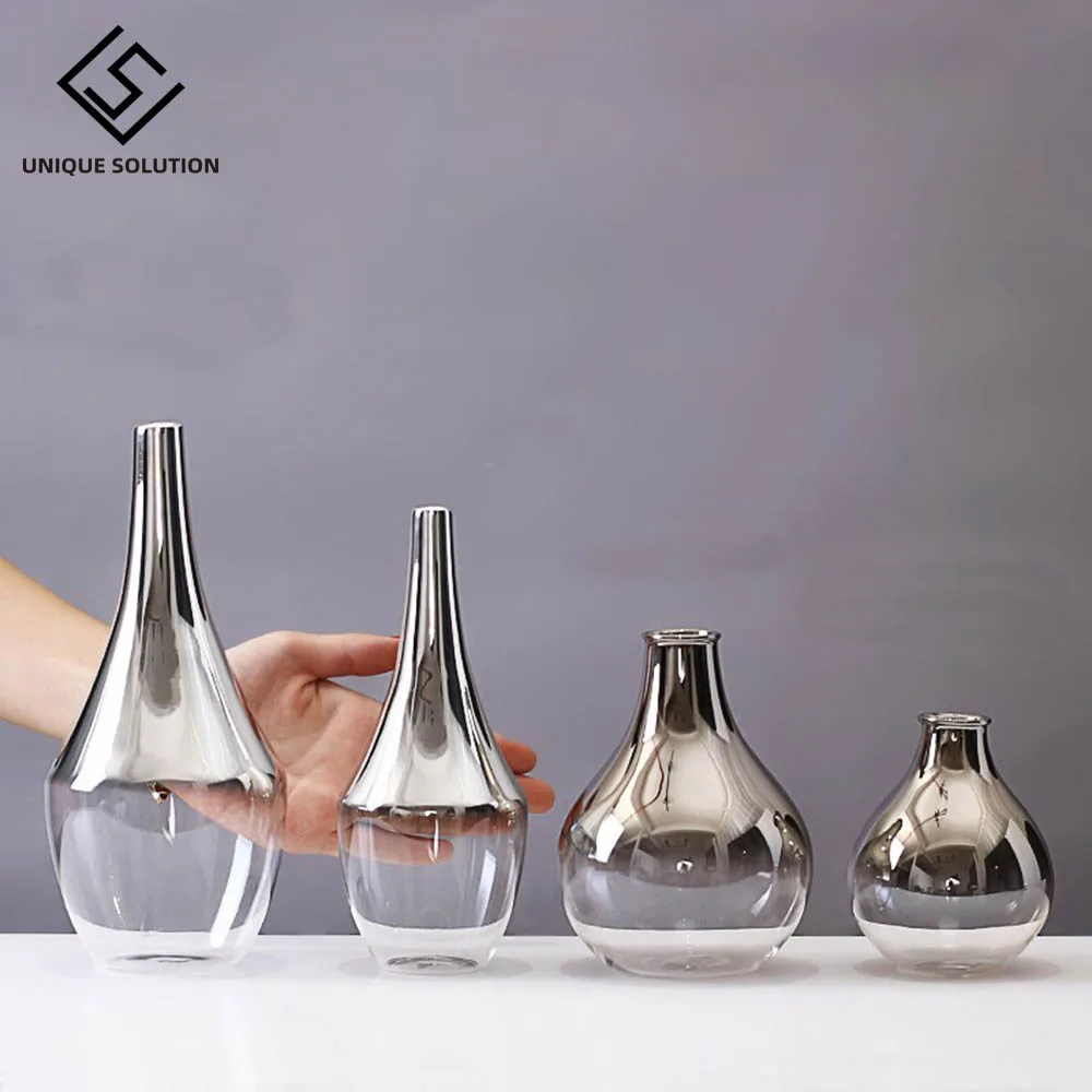 Nordic Glass Vase Silver Gradient Dried Nordic Flower Vase Decoration Home Decoration Plants Pots Furnishing Christmas Gift 2