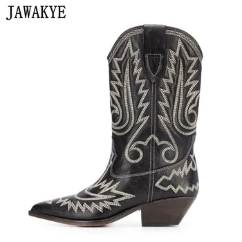 Embroidery Leather Cowboy Long Boots knee high knight boots for women pointed toe block heel street fashion western long boots
Embroidery Leather Cowboy Long Boots knee high knight boots for women pointed toe block heel street fashion western long boots