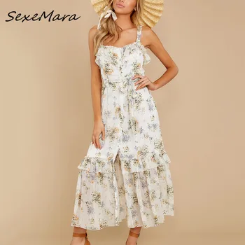 Fashion Casual Women Print Ruffles Maxi Dress 2020 Summer Spaghetti Straps Loose Dresses
Fashion Casual Women Print Ruffles Maxi Dress 2020 Summer Spaghetti Straps Loose Dresses