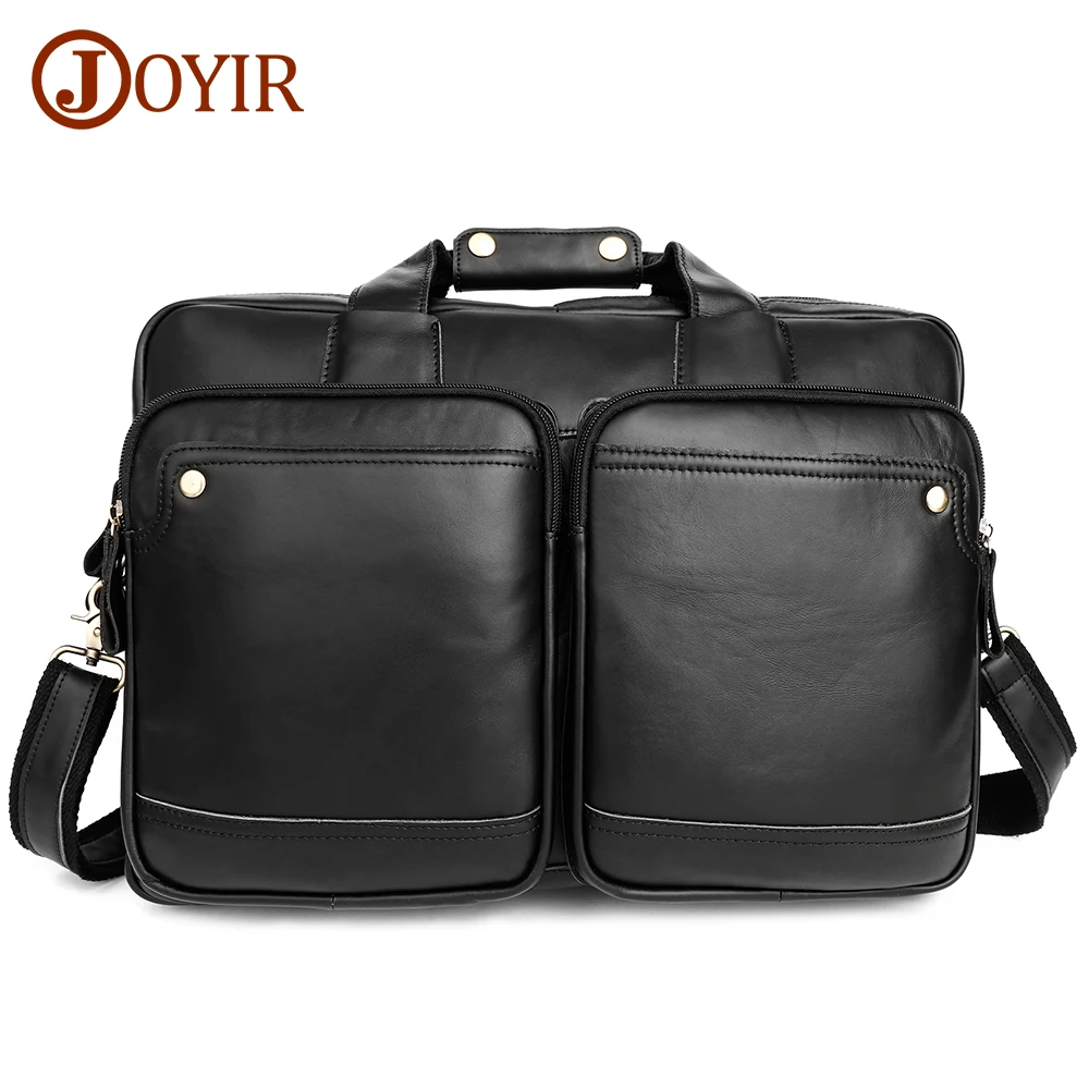 

JOYIR Genuine Leather Men Business Briefcase for Men 15.6" Laptop Bag Messenger Shoulder Bag for Documents Travel Totes Handbag