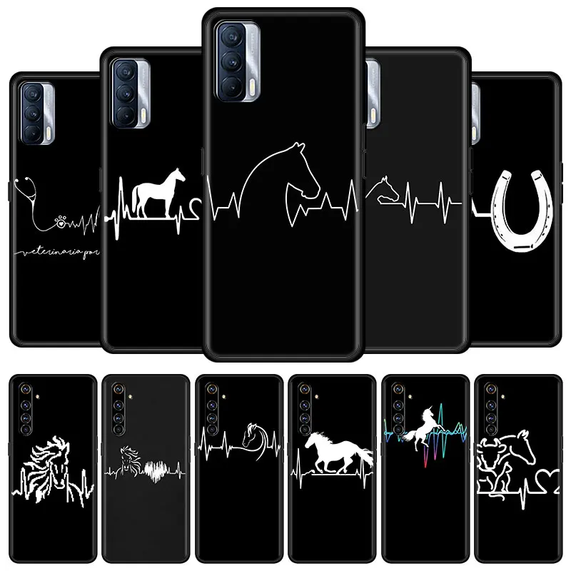 Чехол с рисунком лошади сердцебиения для Realme 6 7 8 C3 C21 XT 5 X7 X50 Pro телефона C11 7i C15 C20 C20A