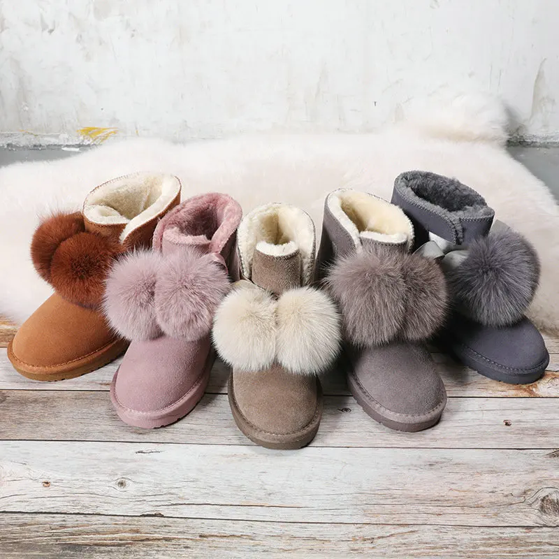 2019 Winter 100% Fox Fur Ball Boots Cowhide Leather Warm Women's Boots Casual Snow Boots Women's Boots
2019 Winter 100% Fox Fur Ball Boots Cowhide Leather Warm Women's Boots Casual Snow Boots Women's Boots