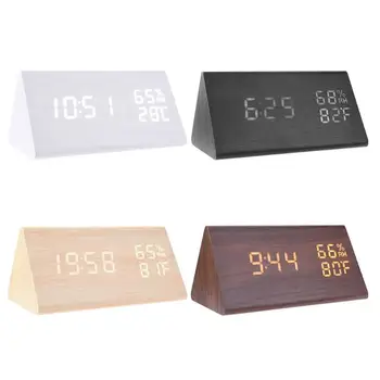 Wood LED Alarm Clocks Electronic Table Clock Sound Control Digital Clock Thermometer Timer Calendar Display Home Decor
Wood LED Alarm Clocks Electronic Table Clock Sound Control Digital Clock Thermometer Timer Calendar Display Home Decor