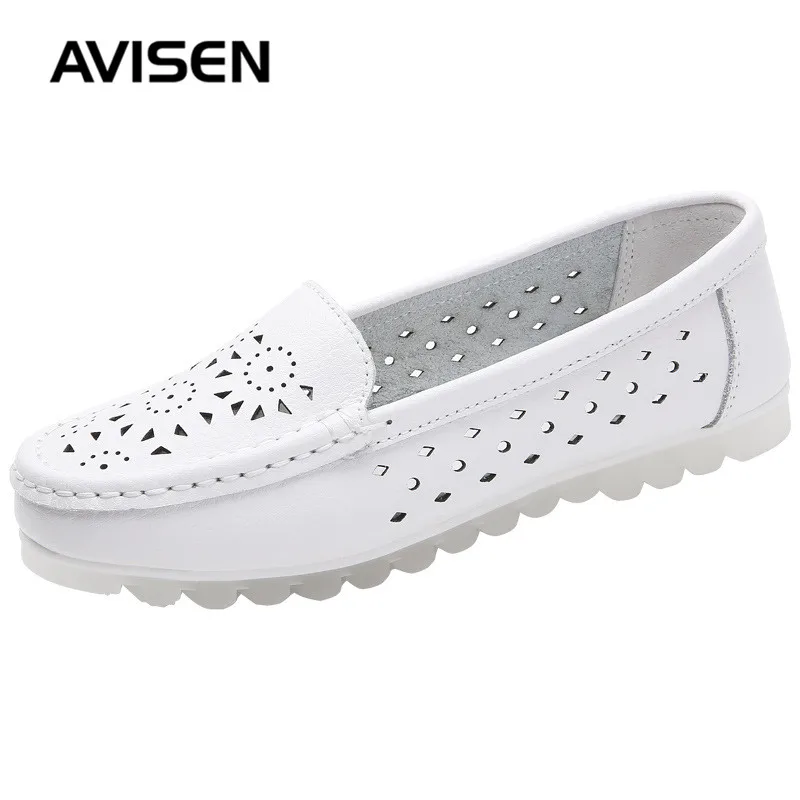 Nurse Shoes Woman Soft Bottom Hollow Breathable Non-slip Ladies Flat Shoes Women Summer Comfortable TPR Bottom White Loafers 
Nurse Shoes Woman Soft Bottom Hollow Breathable Non-slip Ladies Flat Shoes Women Summer Comfortable TPR Bottom White Loafers