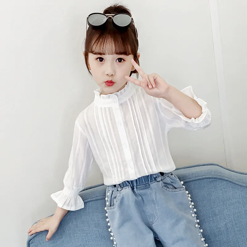 Childrenswear Girls Spring And Autumn Lace Shirt 2019 New Style Autumn Western Style Frilled Stand Collar Shirt GIRL'S Tops
Childrenswear Girls Spring And Autumn Lace Shirt 2019 New Style Autumn Western Style Frilled Stand Collar Shirt GIRL'S Tops