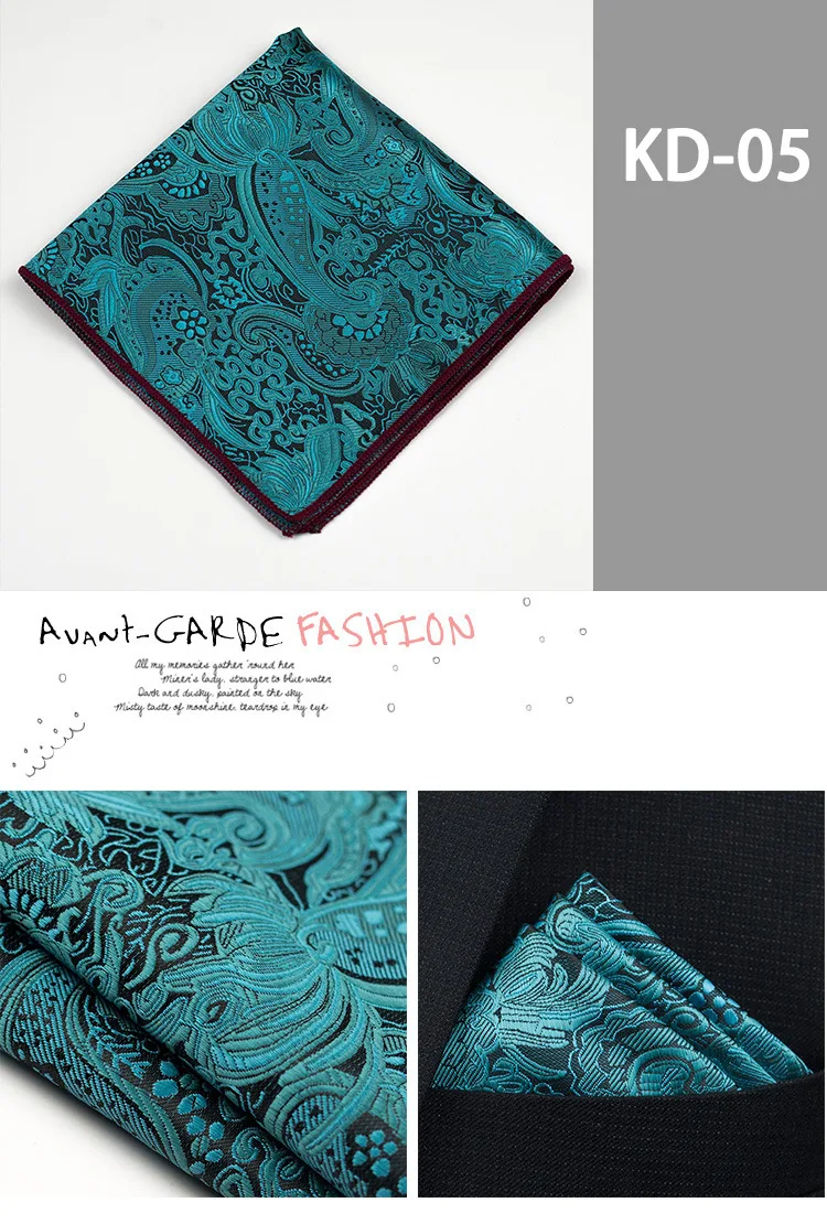 Men's Paisley Solid Color Pocket Square Handkerchief Collection View