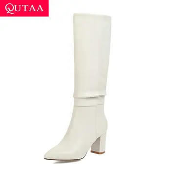 QUTAA 2020 Pointed Toe Sexy Women Pumps PU Leather Fashion Knee High Boots Square High Heel Slip on Women Shoes Big Size 34-43
QUTAA 2020 Pointed Toe Sexy Women Pumps PU Leather Fashion Knee High Boots Square High Heel Slip on Women Shoes Big Size 34-43