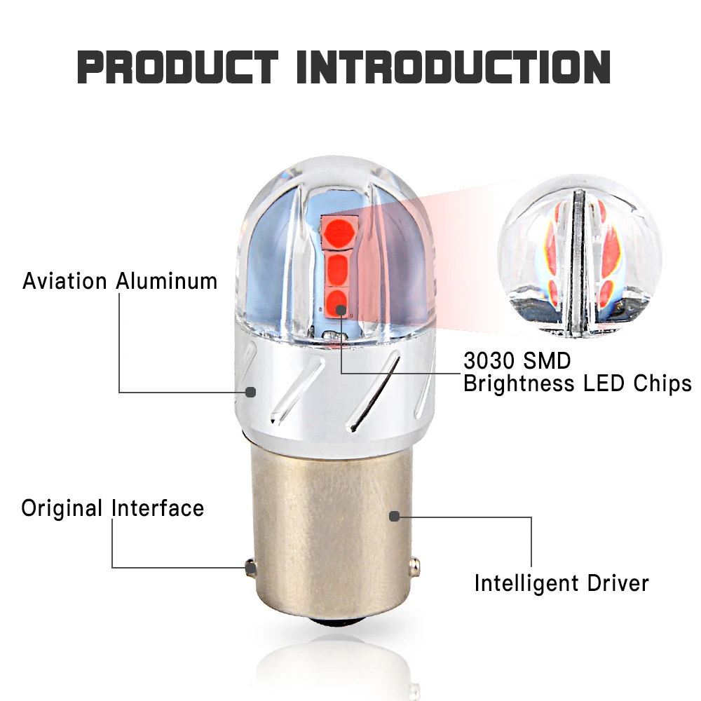 Car Brake Light Reverse Parking Tail Fog Lamp Auto light Bulb 1156 1157 3156 3157 7440 7443 2x Bulbs For Ford Bronco Custom 500