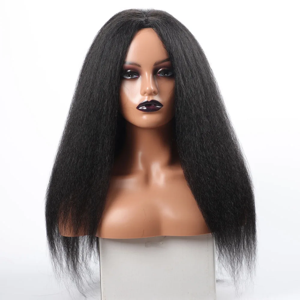 Фото Длинные курчавые прямые синтетические парики для черных женщин черные