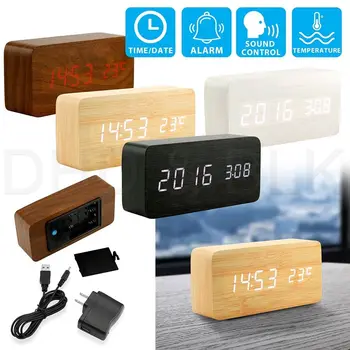 LED Wooden Alarm Clock Voice Control Calendar Thermometer Digital Wood Table Clockes Electronic Despertador USB/AAA Powered CA
LED Wooden Alarm Clock Voice Control Calendar Thermometer Digital Wood Table Clockes Electronic Despertador USB/AAA Powered CA