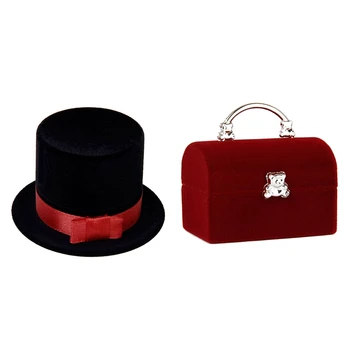 2Pcs Jewelry Box Ring Display Gift Organizer - Form Of Bear Red & Form Of Hat Black
2Pcs Jewelry Box Ring Display Gift Organizer - Form Of Bear Red & Form Of Hat Black