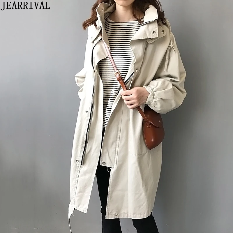 New 2019 Autumn Women's Trench Coat Zipper Hooded Khaki Long Coat Korean Fashion Loose Casual Outwear Female Oversized Outwear
New 2019 Autumn Women's Trench Coat Zipper Hooded Khaki Long Coat Korean Fashion Loose Casual Outwear Female Oversized Outwear
