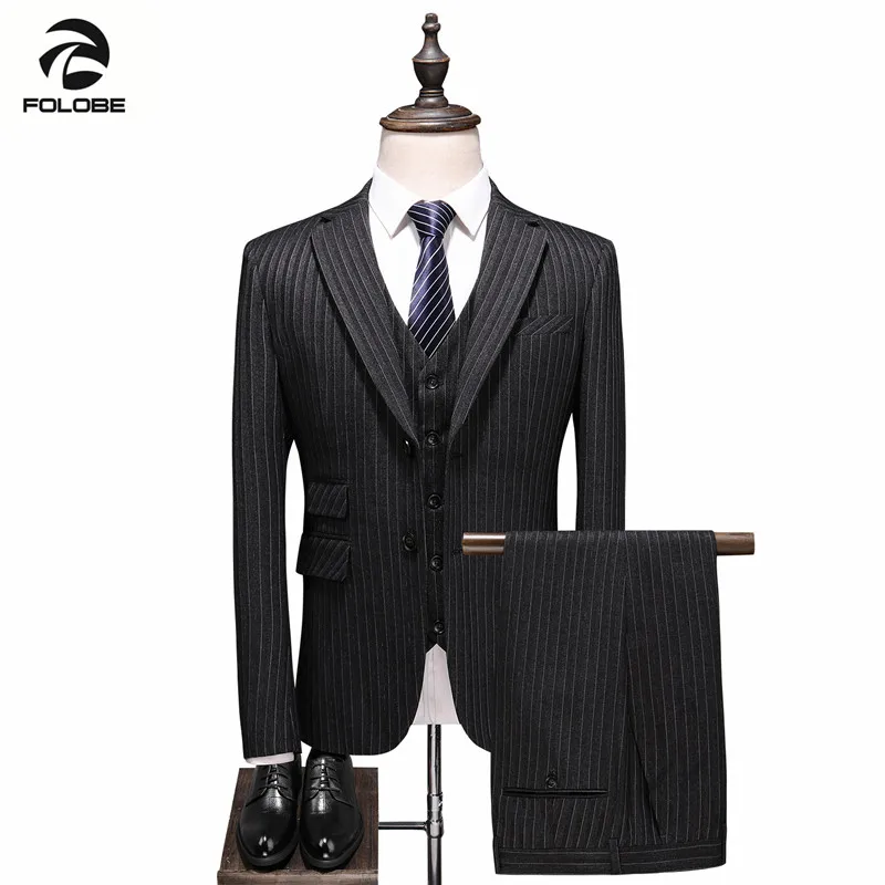 FOLOBE Men's Wedding Suit Classic Gentleman Simple Dark Gray Striped Banquet Party Suit Set Three-piece Jacket+Pants+Vest
FOLOBE Men's Wedding Suit Classic Gentleman Simple Dark Gray Striped Banquet Party Suit Set Three-piece Jacket+Pants+Vest