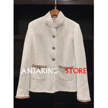 2020 Spring Autumn Women's Tweed Jacket Long Sleeve Single-Breasted Turtleneck Jacket Stand-up collar color woven contrast suit
2020 Spring Autumn Women's Tweed Jacket Long Sleeve Single-Breasted Turtleneck Jacket Stand-up collar color woven contrast suit