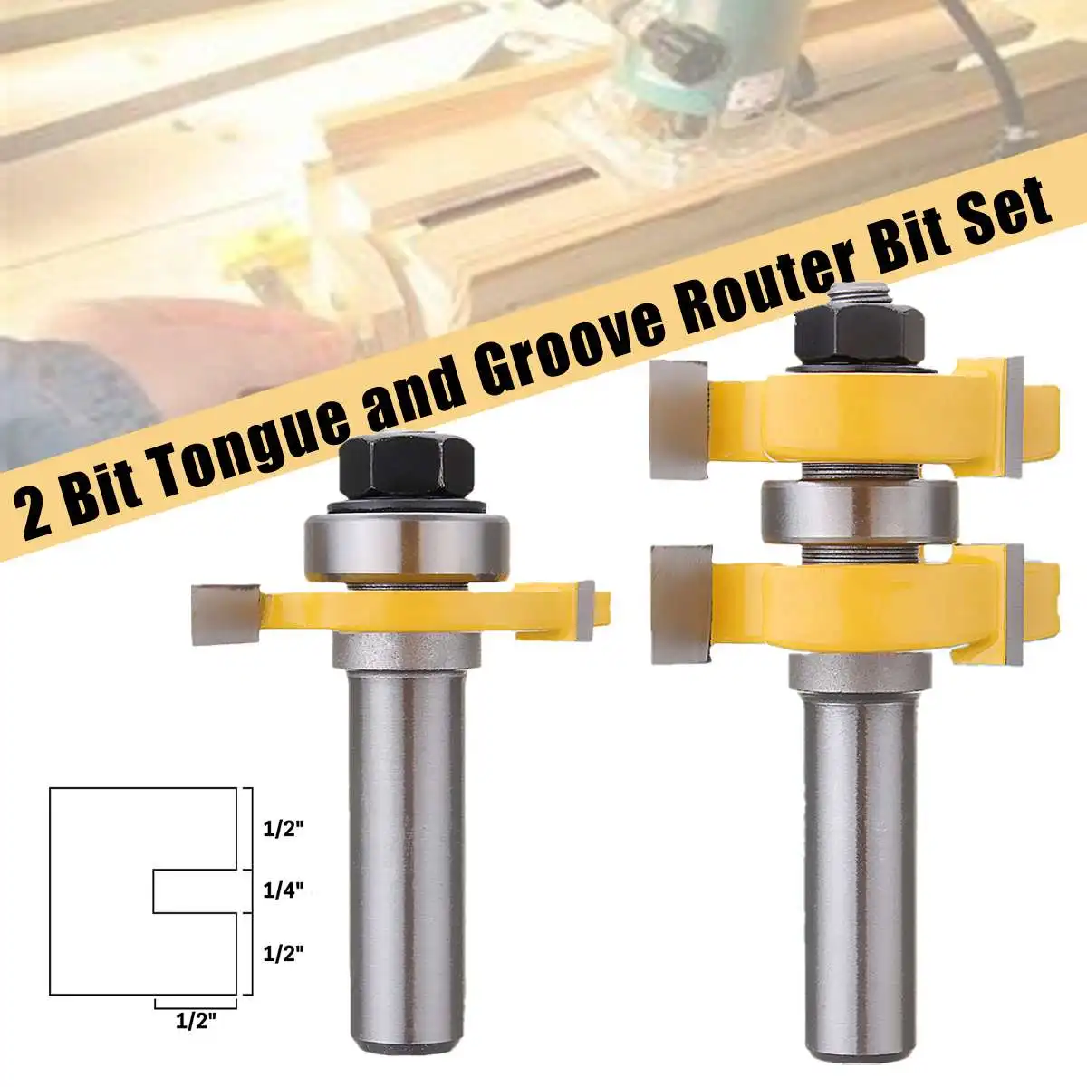 2pc 12mm Shank high quality Tongue & Groove Joint Assembly Router Bit Set 1-1/4'' Wood Cutting Tool
2pc 12mm Shank high quality Tongue & Groove Joint Assembly Router Bit Set 1-1/4'' Wood Cutting Tool