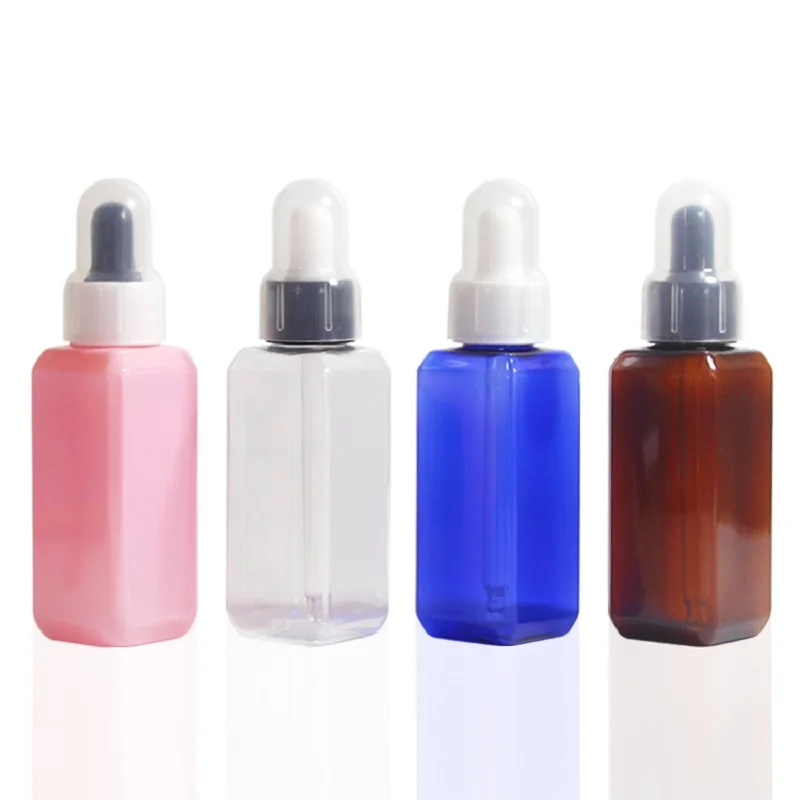 PET Plastic Dropper Bottle Square Serum Perfume Cosmetic Container Refillable 50ML Essential Oil | Красота и здоровье