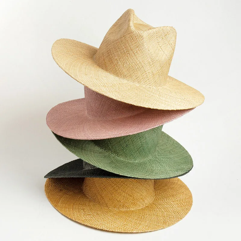 

2020 Wide Brim Straw Fedora Hat Fine Braid Precious Grass Summer Hat for Women Fashion Jazz Beach Panama Hat Kentucky Derby Hat