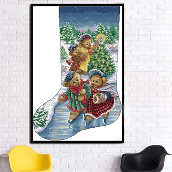 Christmas socks bear cross stitch embroidery kit cute bear family pattern11CT14CTprint embroidery decorative painting handicraft
Christmas socks bear cross stitch embroidery kit cute bear family pattern11CT14CTprint embroidery decorative painting handicraft