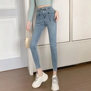 Jeans women spring Korean version of the wild Slim was thin high waist nine points small feet pencil pants with belt 2020
Jeans women spring Korean version of the wild Slim was thin high waist nine points small feet pencil pants with belt 2020