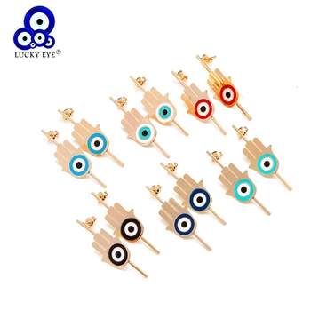 Lucky Eye Gold Color Fatima Hamsa Hand Stud Earrings Copper Blue Turkish Evil Eye Earrings Gifts for Women Girls Jewelry BD91
Lucky Eye Gold Color Fatima Hamsa Hand Stud Earrings Copper Blue Turkish Evil Eye Earrings Gifts for Women Girls Jewelry BD91