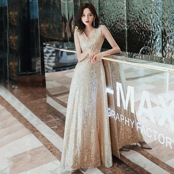 AE650 Abendkleider Evening Dresses Long Sequined Vintage V Neck Elegant Formal Gown Robe De Soiree Prom Dress 2019
AE650 Abendkleider Evening Dresses Long Sequined Vintage V Neck Elegant Formal Gown Robe De Soiree Prom Dress 2019