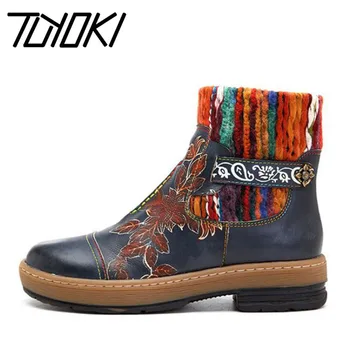Tuyoki Vintage Bohemian Ankle Boots Women Shoes Genuine Leather Knitted Wool Boot Tube Zipper Shoes Woman Autumn Size 36-42
Tuyoki Vintage Bohemian Ankle Boots Women Shoes Genuine Leather Knitted Wool Boot Tube Zipper Shoes Woman Autumn Size 36-42