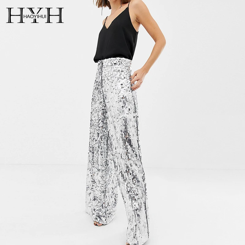 HYH HAOYIHUI 2019 Wide Leg Sequins Pants Woman Glitter Silver High Waist Trousers for Party Dance Long section Wide Leg Pants
HYH HAOYIHUI 2019 Wide Leg Sequins Pants Woman Glitter Silver High Waist Trousers for Party Dance Long section Wide Leg Pants