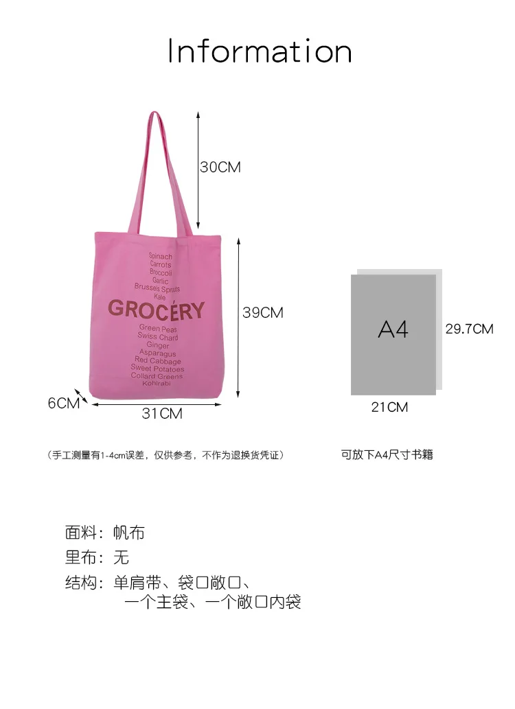 Cute Grocery List Design Canvas Tote Bag - Eco-Friendly Shopping Companion 1 H3a95598d5b0d46f0b9e92cf3e4f97589Q