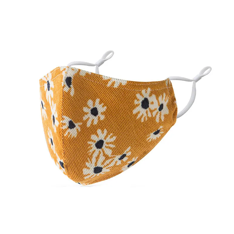 Fashion Women Mask Sweet Daisy Print Reusable Face Masks Summer Sunscreen Windproof Mouth-muffle Female Breathable Cotton Mask