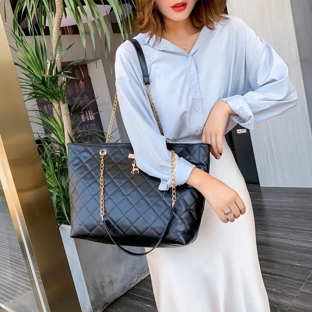 Fashion Lady Solid Color Lattice Shoulder Handbags PU Leather Casual Simple Shoulder Bags Women Large Capacity Top-handle Bags
Fashion Lady Solid Color Lattice Shoulder Handbags PU Leather Casual Simple Shoulder Bags Women Large Capacity Top-handle Bags