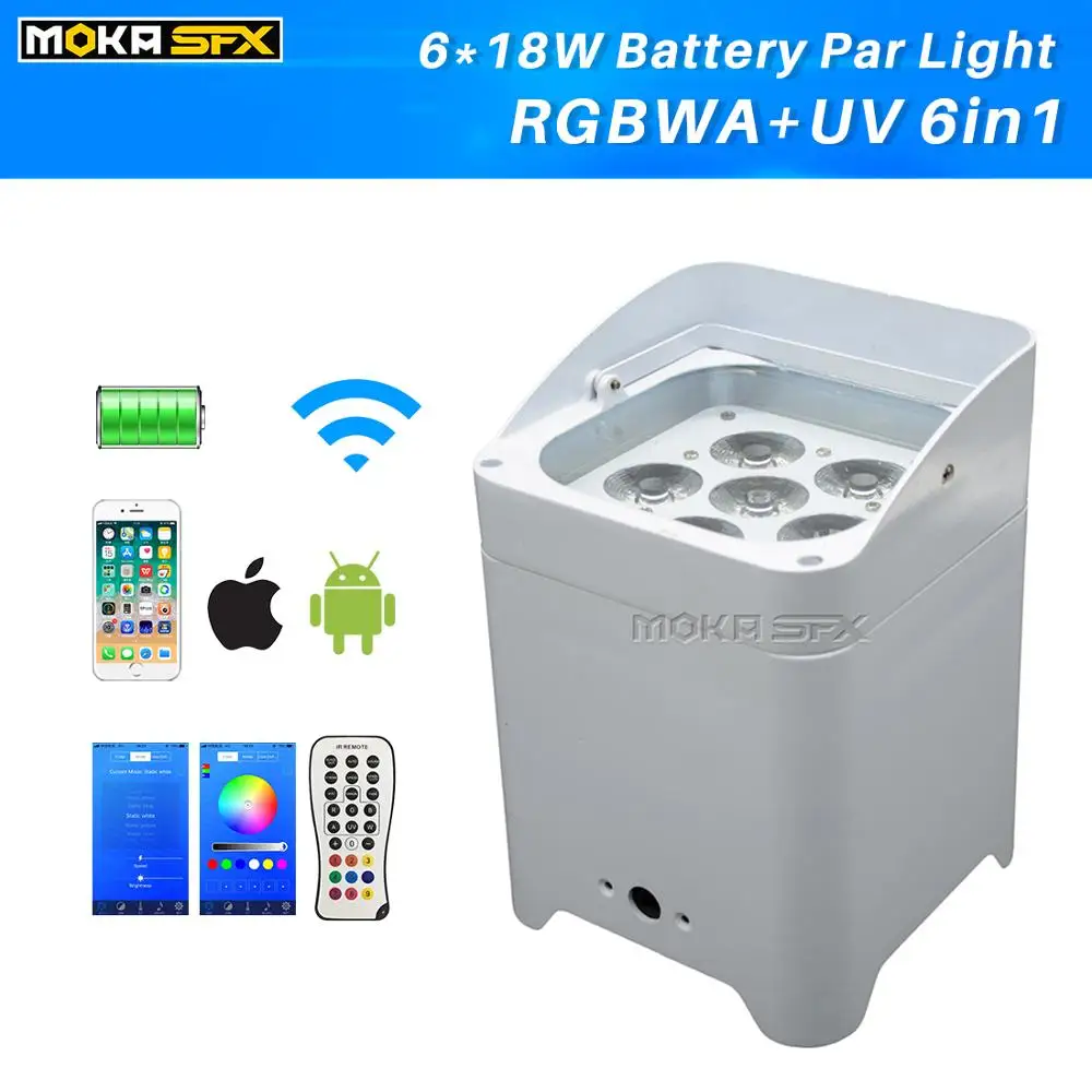 6x18 Вт 6 в 1 RGBWA УФ светодиодная батарея Par Светильник беспроводной wifi APP DMX par can