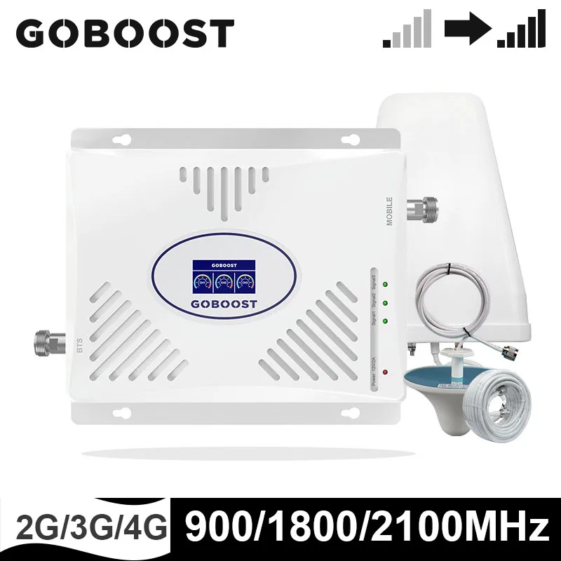 GOBOOST GSM 2G 3G 4G усилитель сигнала 900 1800 2100 MHz сотовый телефон трехдиапазонный