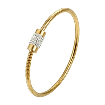 Classic Design Round Magnet Clasp Circle Zircon Bangle Stainless Steel Gold Color Jewelry Snake Chain Bracelet For Women
Classic Design Round Magnet Clasp Circle Zircon Bangle Stainless Steel Gold Color Jewelry Snake Chain Bracelet For Women
