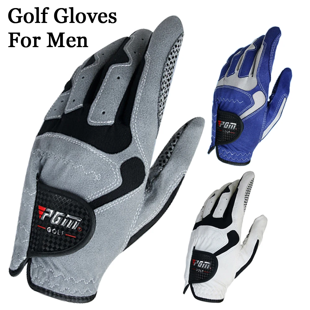 Фото Перчатки для гольфа мужские дышащие голубые белые серые 3 цвета спортивные