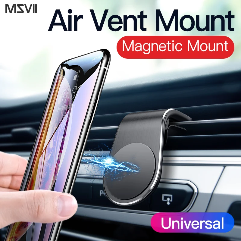 

Msvii Magnetic Car Phone Holder L Shape Air Vent Mount Stand Magnet Mobile Phone Holder Window For iPhone Huawei Xiaomi Mi 9T