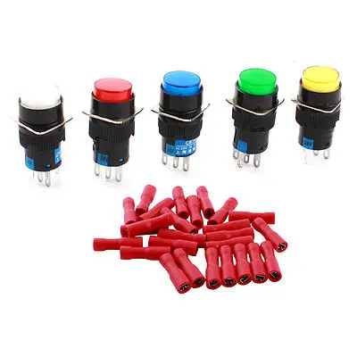 5Pcs DC24V Pilot Lamp SPDT Self Locking Pushbutton Switch w DIY Wiring Terminals
5Pcs DC24V Pilot Lamp SPDT Self Locking Pushbutton Switch w DIY Wiring Terminals