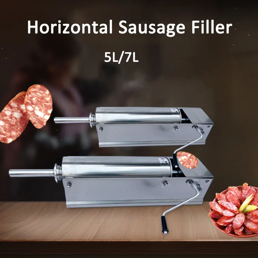 5L/7L Horizontal Manual Sausage Stuffer Filling Machine Stainless Steel Food Maker Stuffing Filler Meat Processor | Бытовая техника