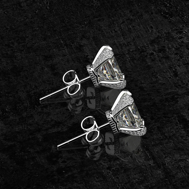 Luxury 8*8mm Ice flower cut high carbon AAAAA+ Sparkling Zircon earrings stud for women Wedding Engagement party simple earrings