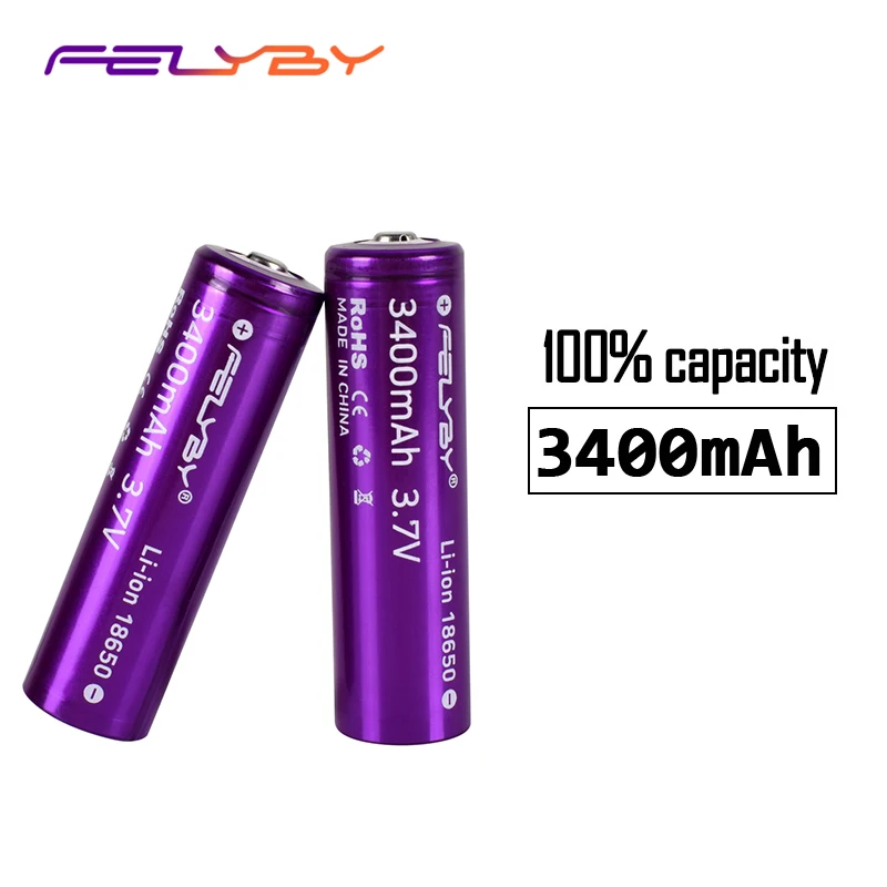 FELYBY 2PCS 18650 3.7v li-ion rechargeable battery au lithium accu 100% New Original li-ion 18650 battery 3400mAh
FELYBY 2PCS 18650 3.7v li-ion rechargeable battery au lithium accu 100% New Original li-ion 18650 battery 3400mAh